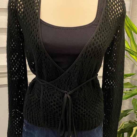 SISLEY Crocheted Knit Wool Cardigan - Picture 4 of 4